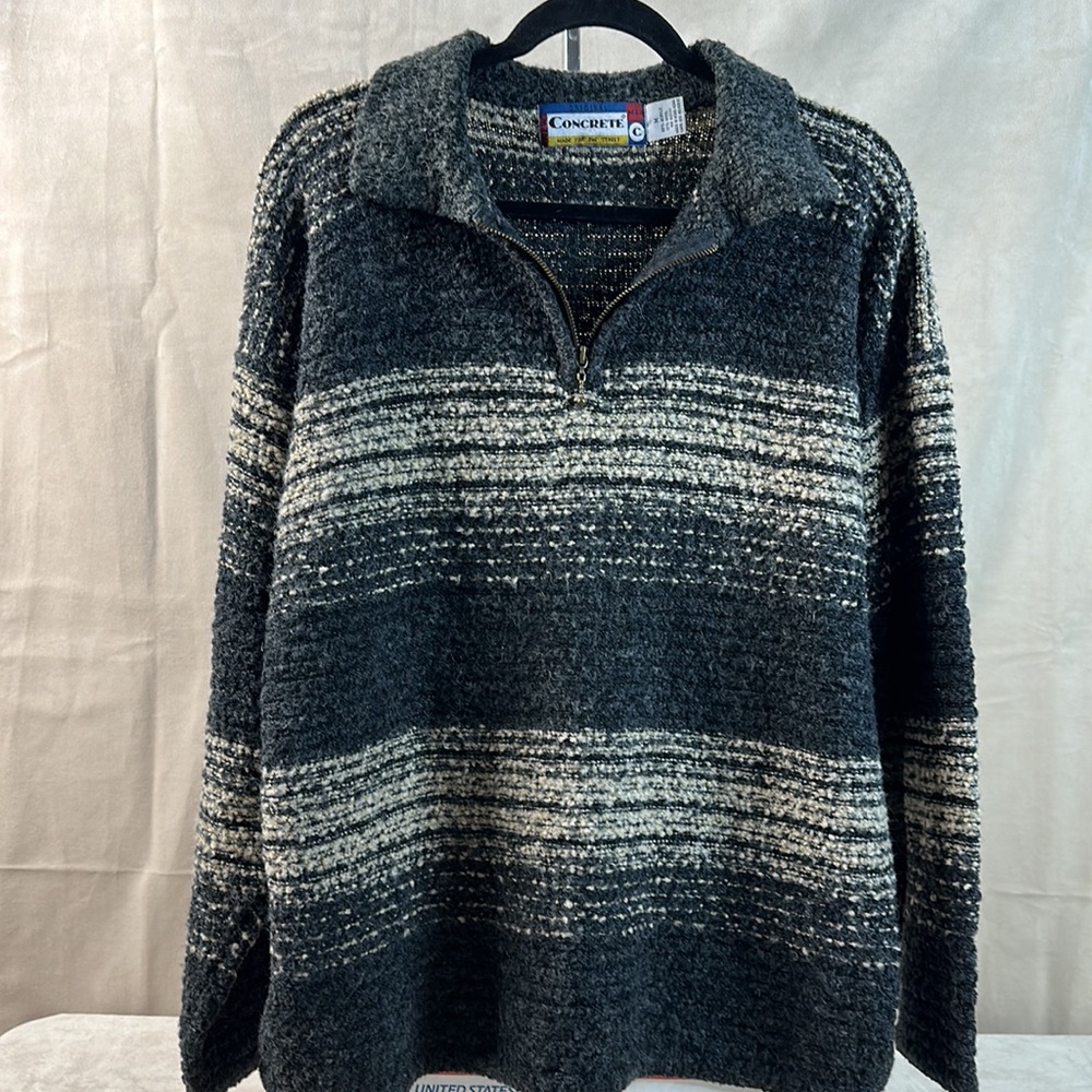 Concrete Men’s Pullover with Zip Collar VNECK Long Sleeve Mix Fabric see photos